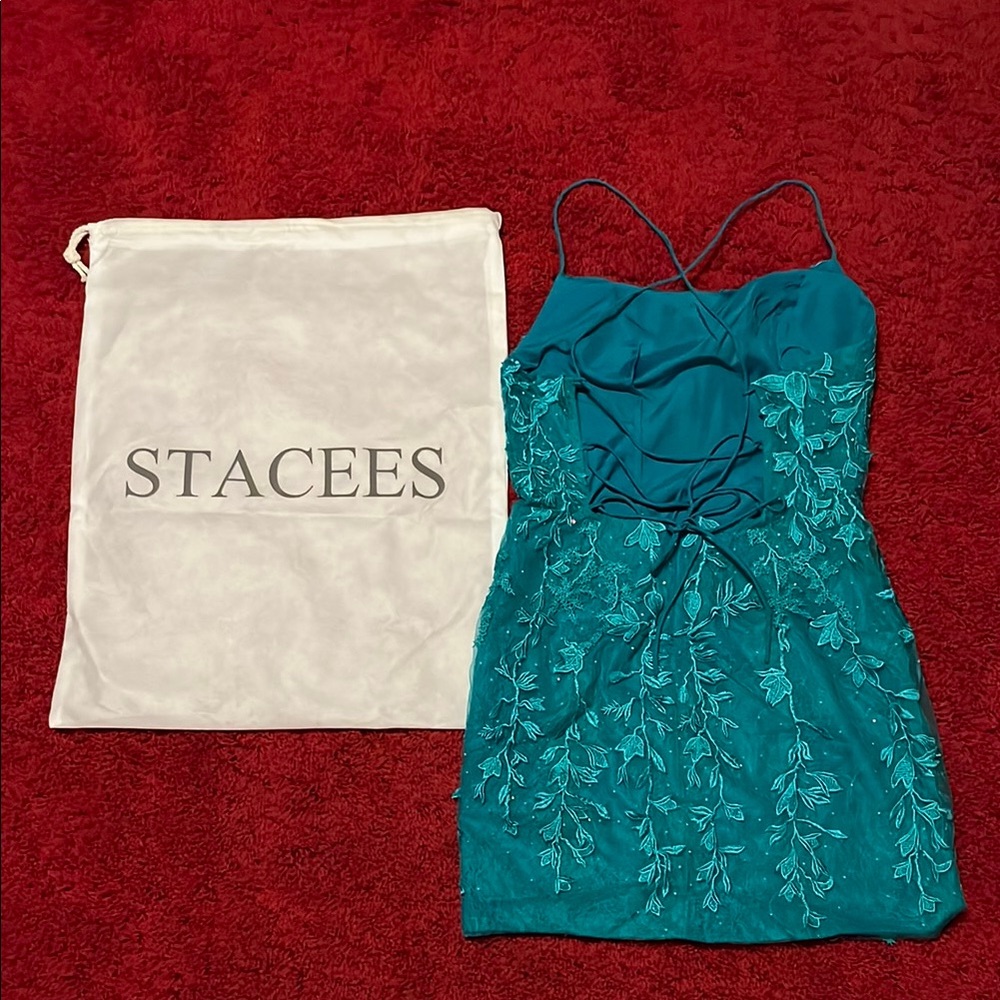 STACEES Teal Embroidered Dress - Picture 2 of 2